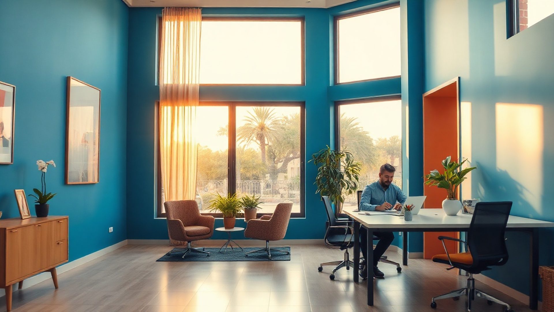 Despacho de Atelier de Barcelona con luz mediterránea en Sevilla